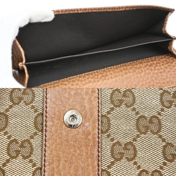 GUCCI Logo GG Pattern Long Wallet Canvas Leather Brown SHW 68EF217 - Picture 9 of 16